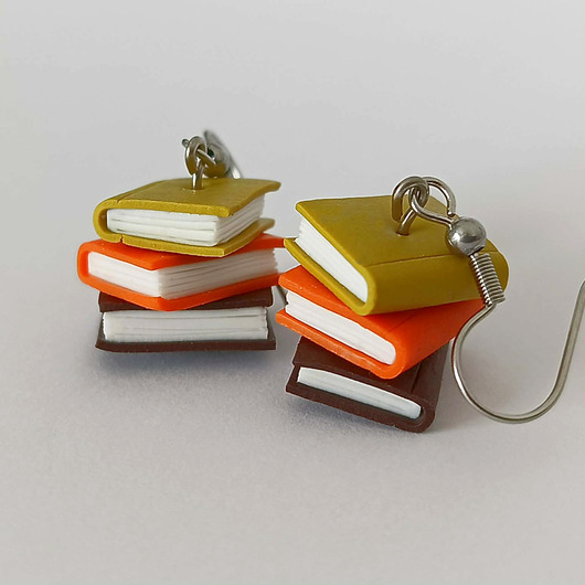 kolczyki z masy plastycznej Kolczyki książki