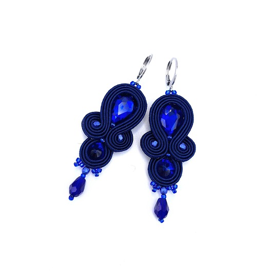 kolczyki soutache Anya kolczyki sutasz romantyczne małe lekkie granatowe