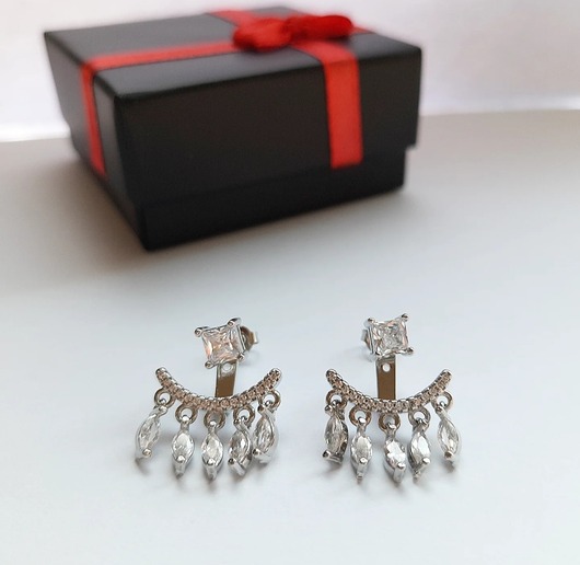 kolczyki srebrne Eleganckie kolczyki srebrne kryształki 2w1