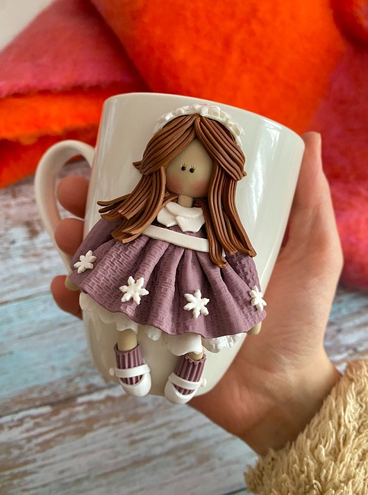 kubki Kubek 2D z dekorem z gliny polimerowej kolekcja zimowa - ADA