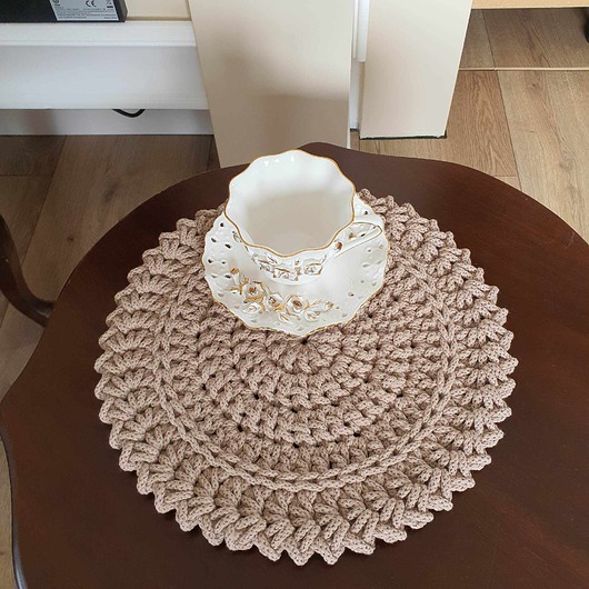 podkładki do kuchni Podkładka szydełkowa boho ze sznurka 32cm
