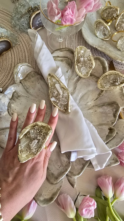 kuchnia - różne Obrączki na serwetki z kryształem górskim