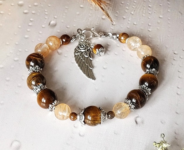 bransoletki z kamieni naturalnych Tygrysie oko i cytryn