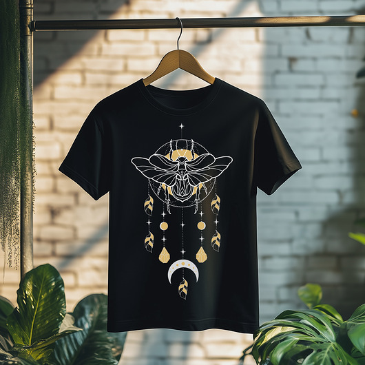 t-shirty męskie Koszulka męska - Święta geometria - Skarabeusz z gwiezdnym ornamentem