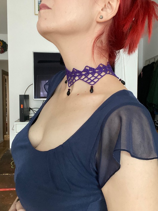 chokery Choker koronkowy fioletowy