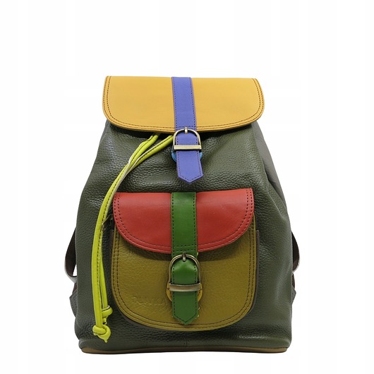 plecaki Plecak damski kolorowy skórzany regulowane szelki pojemny OLIVKA