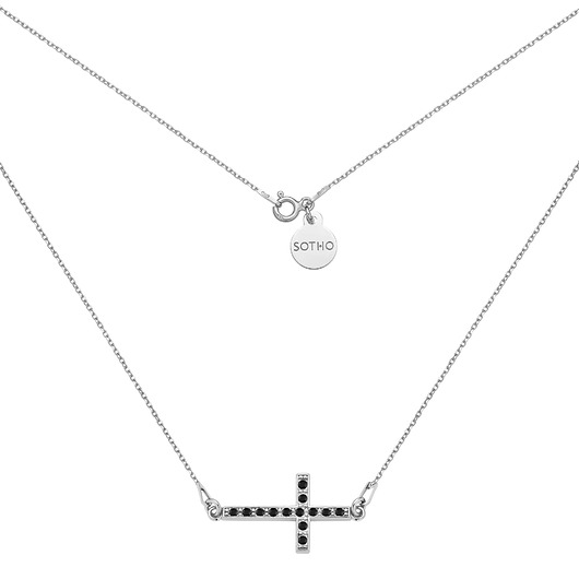 srebrne naszyjniki Srebrny naszyjnik z krzyżem wysadzanym SWAROVSKI CRYSTAL