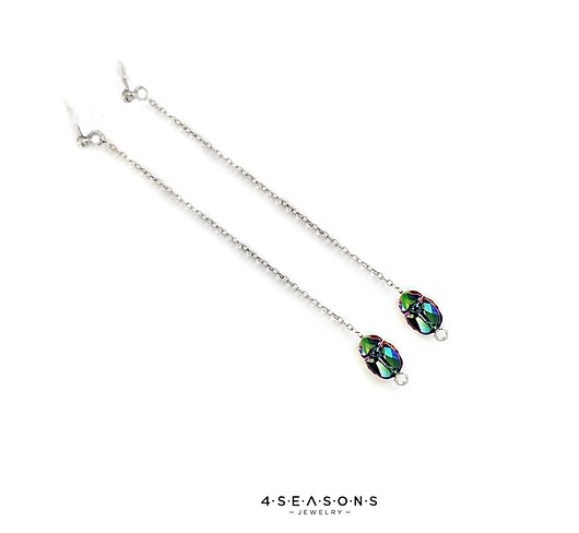 Kolczyki sztyft łańcuszek skarabeusze kryształ Swarovski 4 Seasons Jewelry