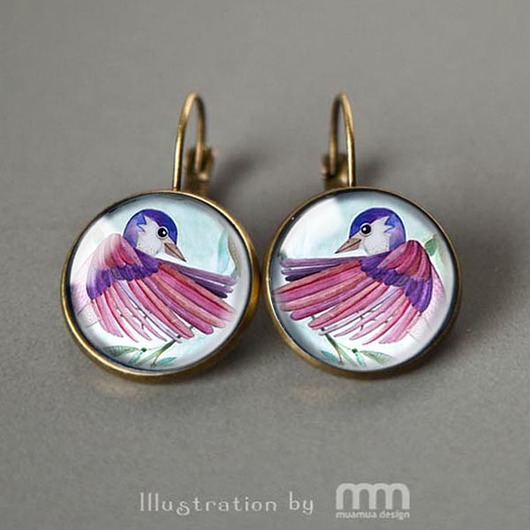 VIOLET BIRD kolczyki muamua design
