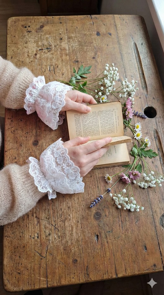 Akcesoria pozostałe Mankiet mankiety do koszuli marynarki swetra koronkowe ecru