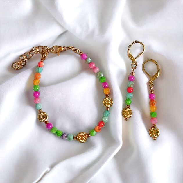 komplet biżuterii RAZEM TANIEJ : summer collection :: kolorowa muszla, kwiatuszki