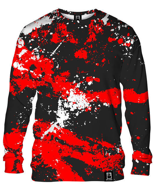 bluzy męskie Bluza Bez Kaptura Męska DR.CROW Marble Black Red