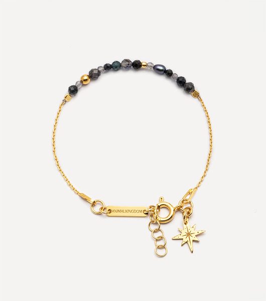 bransoletki z kamieni naturalnych Bransoletka pozłacana z kamieniami i łańcuszkiem Make a Wish