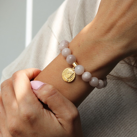 bransoletki złote Bransoletka jadeity moneta- srebro 925 pozłacane