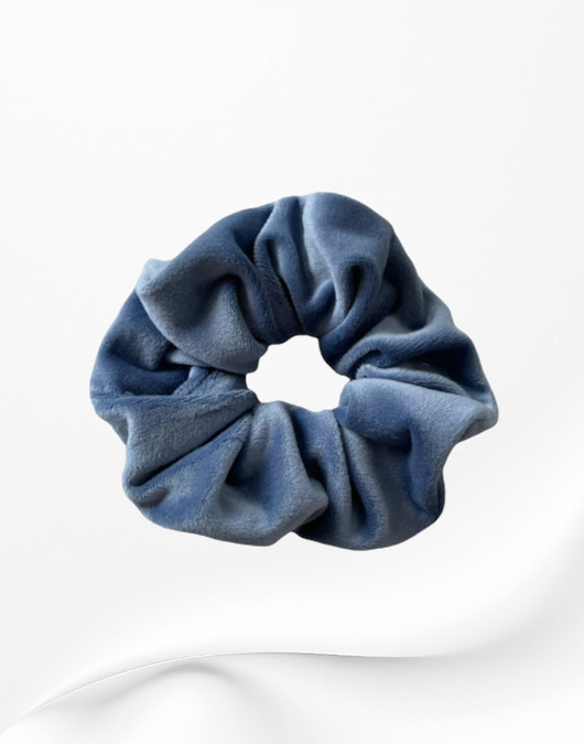 gumki do włosów Gumka frotka scrunchie welurowa niebieska jeansowa