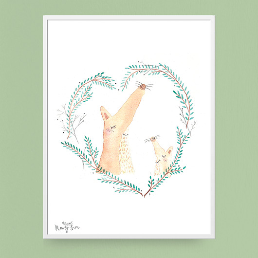 Plakat dziecięcy z liskami - 20x30cm Merely Susan