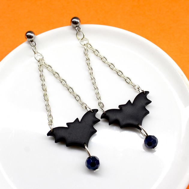 kolczyki z masy plastycznej HALLOWEEN Kolczyki nietoperze