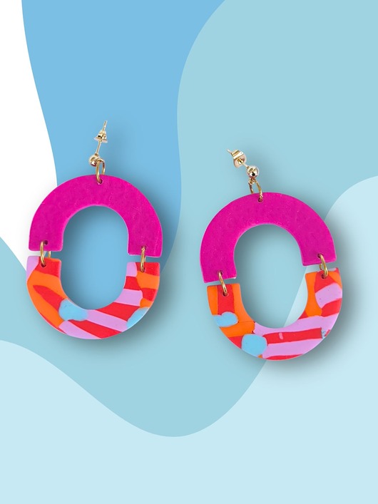 kolczyki z masy plastycznej Kolorowe kolczyki wiszące OVAL