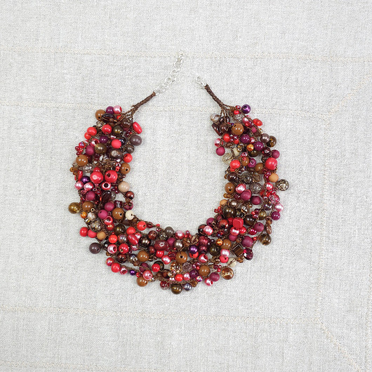 kolie 7018 Naszyjnik w odcieniach czerwieni i brązu