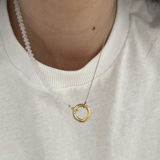 korale Srebrny naszyjnik baza JADEIT kokosowy