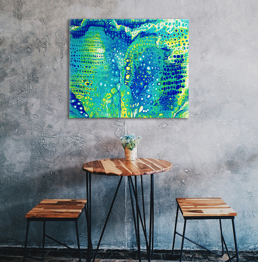 obrazy Kolorowy abstrakcyjny obraz "Kameleon" 50 x 60 cm energetyczny