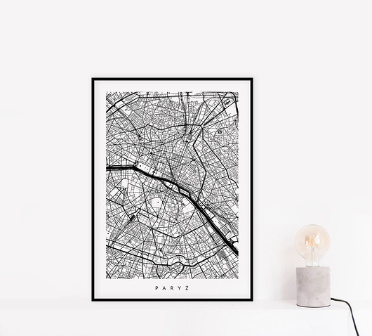Plakat EKSPRES - Paryż - mapa miasta PLAKATY GEOMETRYCZNE