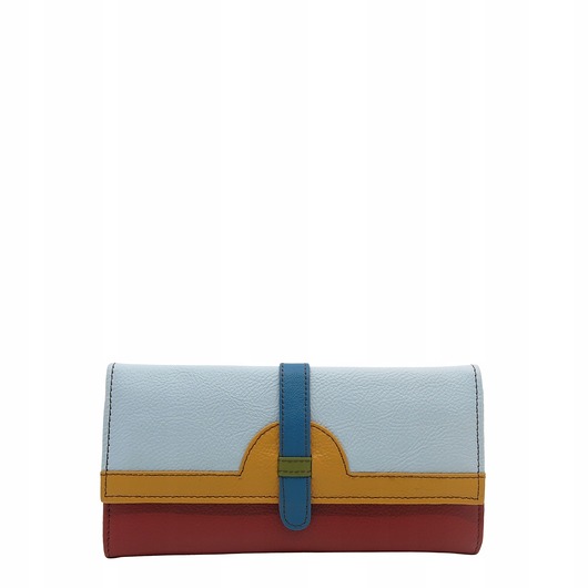 portfele damskie Portfel damski skórzany ze skrawków kolorowy przegródki na karty OLIVKA