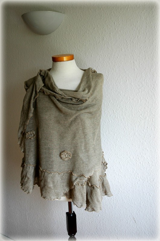 Grey Shawl malowane lnem