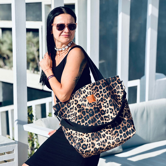 torby na ramię Duża torba shopperka "Mili Duo" - panterka