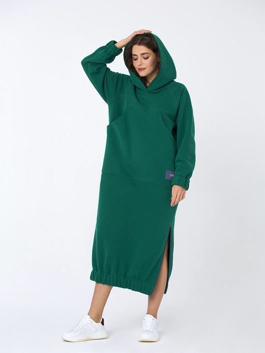 bluza z kapturem damska Sukienka Maxi Zielona Kango