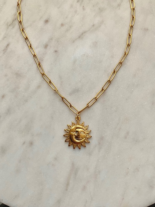 złote naszyjniki Łańcuch z dużym słońcem