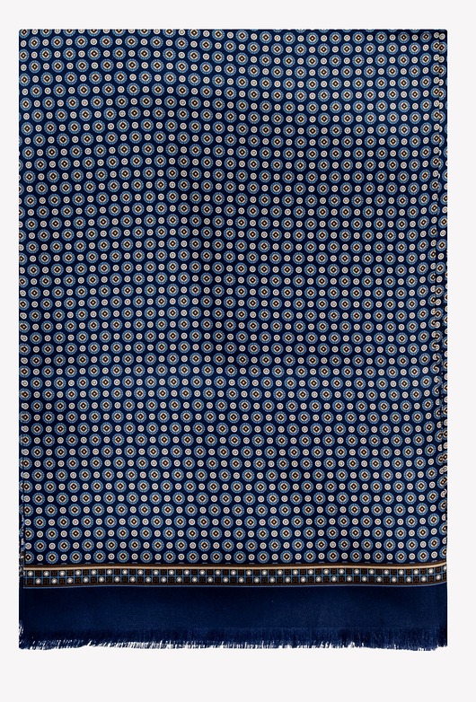 akcesoria - inne Elegancki szal szalik męski jedwab 100% niebieski z frędzlami 25x160 cm