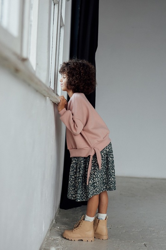 bluzy dla dziewczynki Bluza Oversize BRZOSKWINIOWY KRÓLIK Z USZAMI