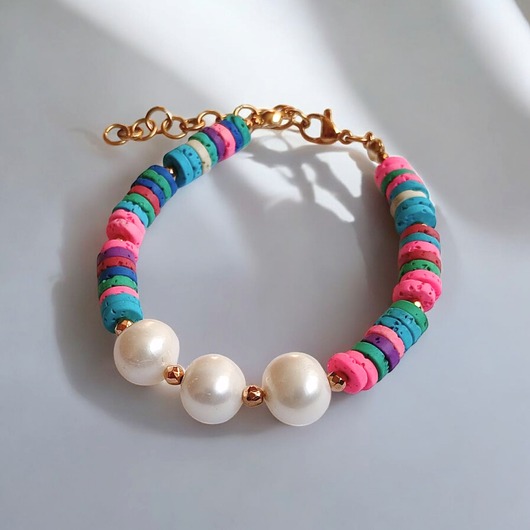 bransoletki z kamieni naturalnych SUMMER COLLECTION : bransoletka : PERŁY i lawa