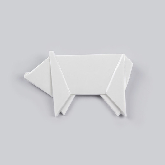 Broszka Porcelanowa Origami Świnka Biała StehlikDesign