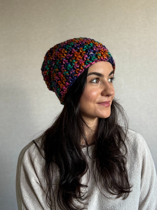 czapki damskie Kolorowa duża czapka beanie z wełną i alpaką