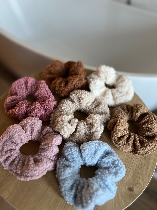 gumki do włosów Miękka, puszysta gumka do włosów scrunchie BLADORÓŻOWA