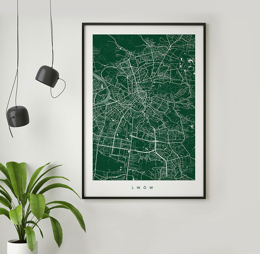 Lwów - mapa miasta na prezent PLAKATY GEOMETRYCZNE