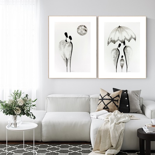 Zestaw 2 grafik  malowanych ręcznie 50 x 70 cm MiniMalArt
