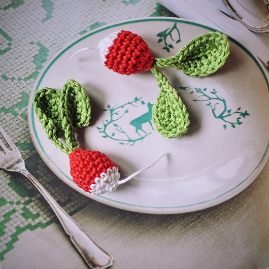 Warzywa szydełkowe - rzodkiewka,Montessori Cotton Art Wood