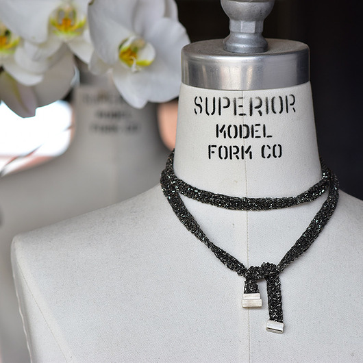 naszyjnik srebrny wstążka long JankowskaJewellery