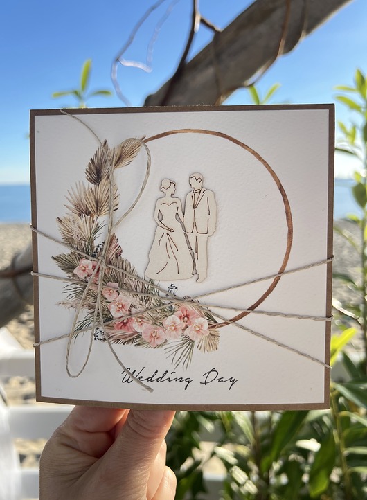 kartki scrapbooking Kartka ślubna po angielsku boho wedding day