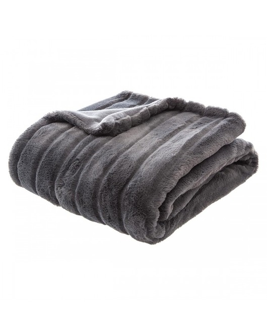 koce i narzuty Koc Pled Futrzana Narzuta Furr Dark Grey 180x230 cm