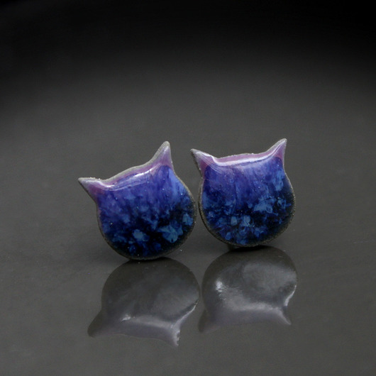 kolczyki ceramiczne Kotki /stal chirurgiczna/