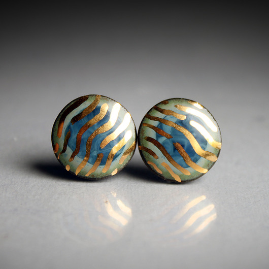 kolczyki ceramiczne Waves 14mm/stal chirurgiczna/