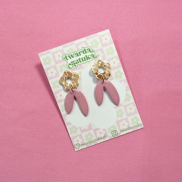 kolczyki - inne Oryginalne kolczyki kwiaty w łatki