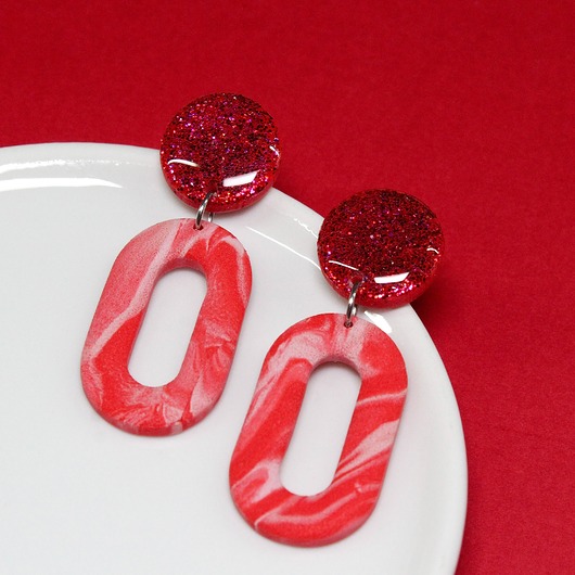 kolczyki z masy plastycznej Kolczyki Red Flow Blink