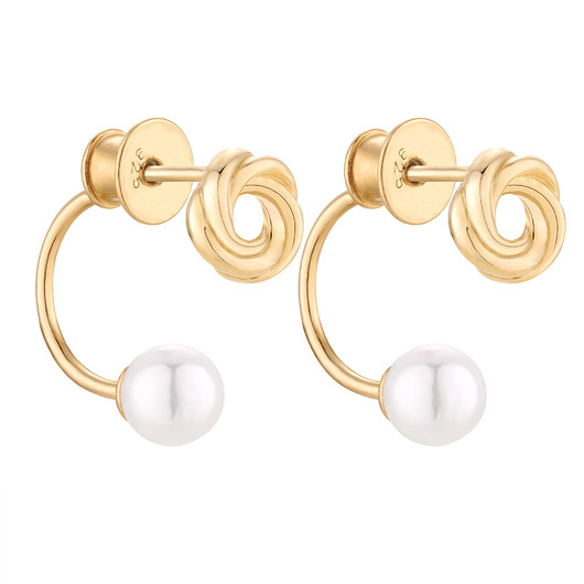 kolczyki pozłacane Złote kolczyki z węzełkami i perłami SWAROVSKI CRYSTAL