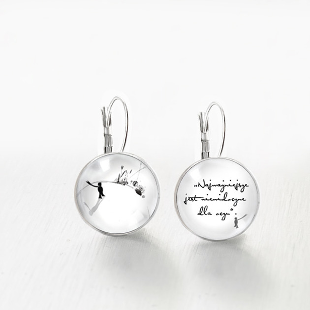 kolczyki srebrne Mały Książę Friends z cytatem - stalowe kolczyki