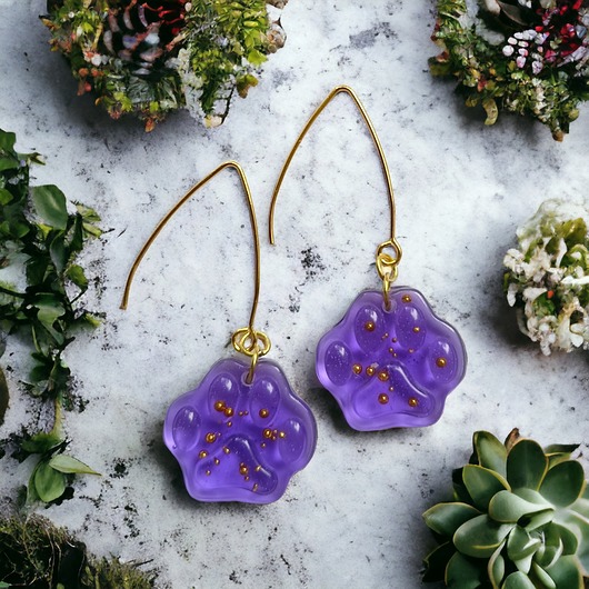 kolczyki z żywicy Kocie łapki : UNIKATOWE kolczyki z żywicy : psie łapki